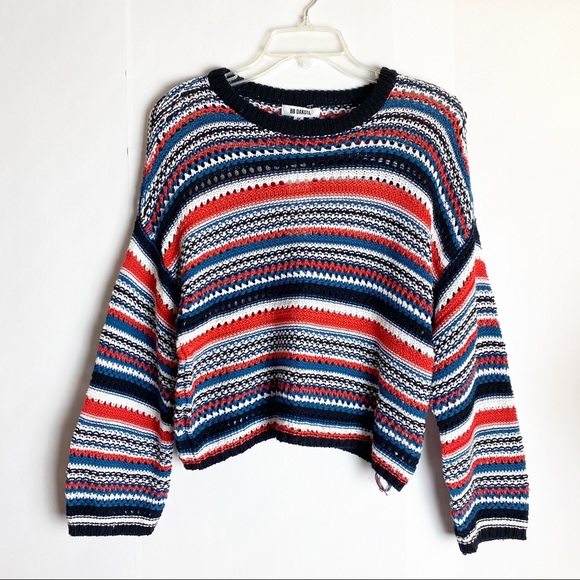 BB Dakota Sweaters - New BB DAKOTA Open Knit Striped Cropped Sweater M
